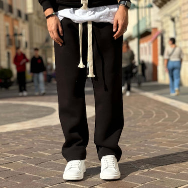 Pantalone tuta gamba larga nero - FLAG STORE
